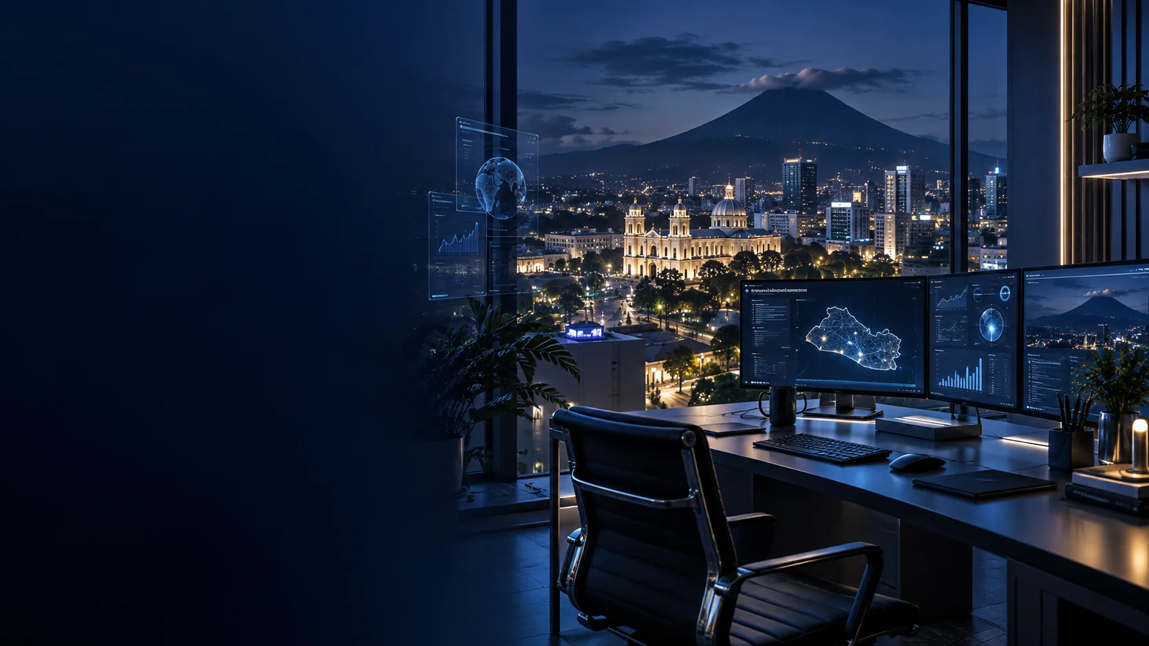 Espacio de trabajo tecnológico con una visión digital de El Salvador
